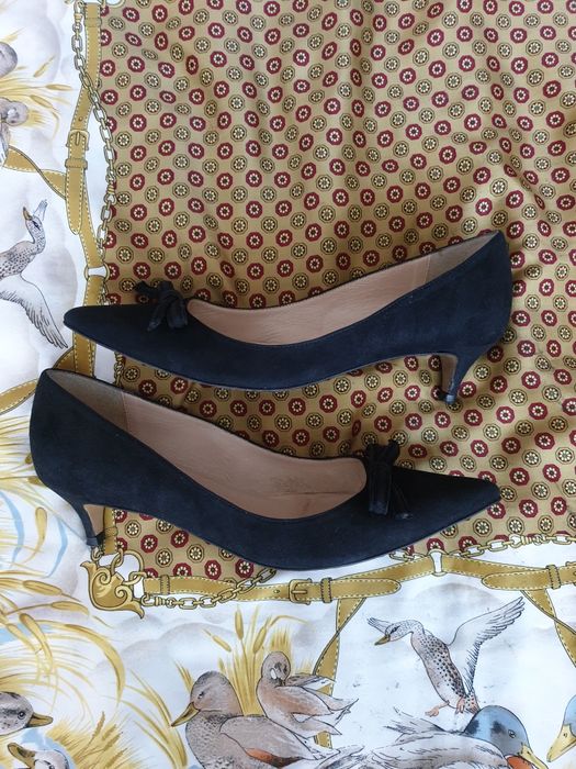 Pantofi dama piele naturala intoarsa suede kitten heels