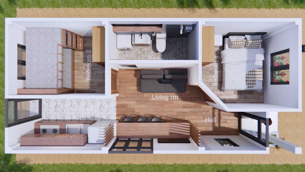 НА ИЗПЛАЩАНЕ - Евтина сглобяема къща с 2 спални, 36 кв. м