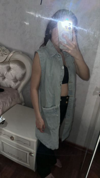 Джинсовый жакет удлиненная