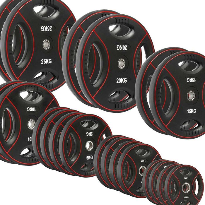 175 кг – 30 мм Уретанови Тежести с 4 захвата / Дискове