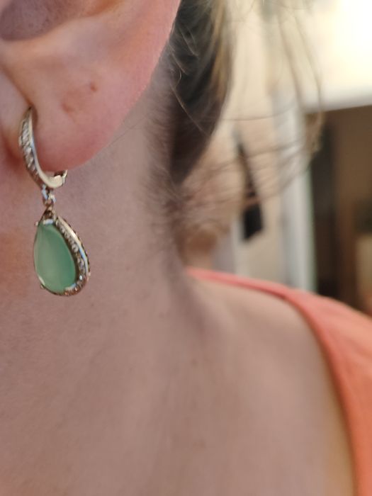 Сребърни обеци с камъни Сваровски - 2 чифта