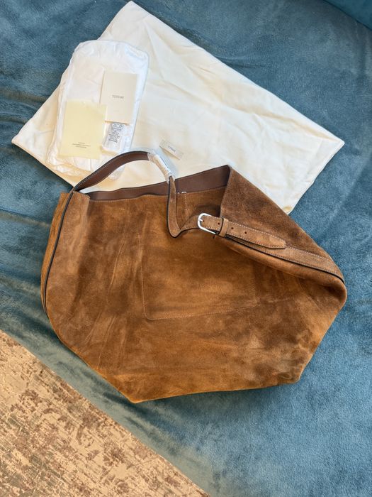 Vand geanta TOTEME , piele intoarsa maro camel