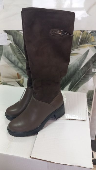 Зимни ботуши от естествена кожа и велур