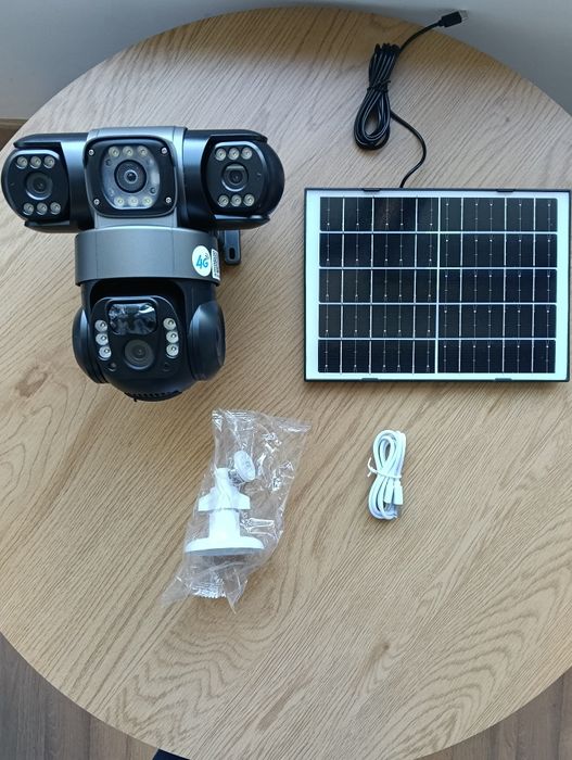Camera supraveghere CU 3 OBIECTIVE SI SENZOR DE MISCARE  , PANOU SOLAR , conectivitate prin telefon