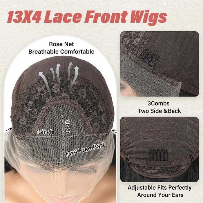 Черна дантелена синтетична перука 70 см – Lace Front 13x4