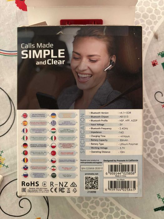 Casca Promate Professional Ultra-Slim Wireless Mono Headset