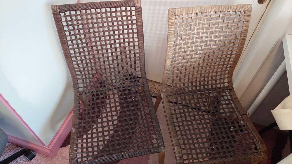Scaune fixe picioare din inox si plasa impletita tip ratan, pentru terasa curte balcon bucatarie