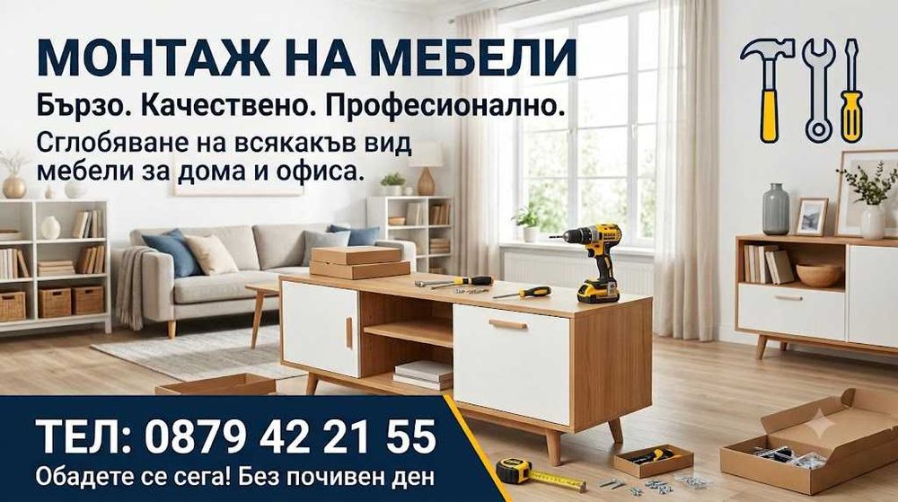 Монтаж на мебели –  Велико Търново, Габрово, Севлиево, Дряново ,Трявна