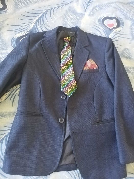 Sacou si vesta bleu elegant,  baieti 8-10 ani