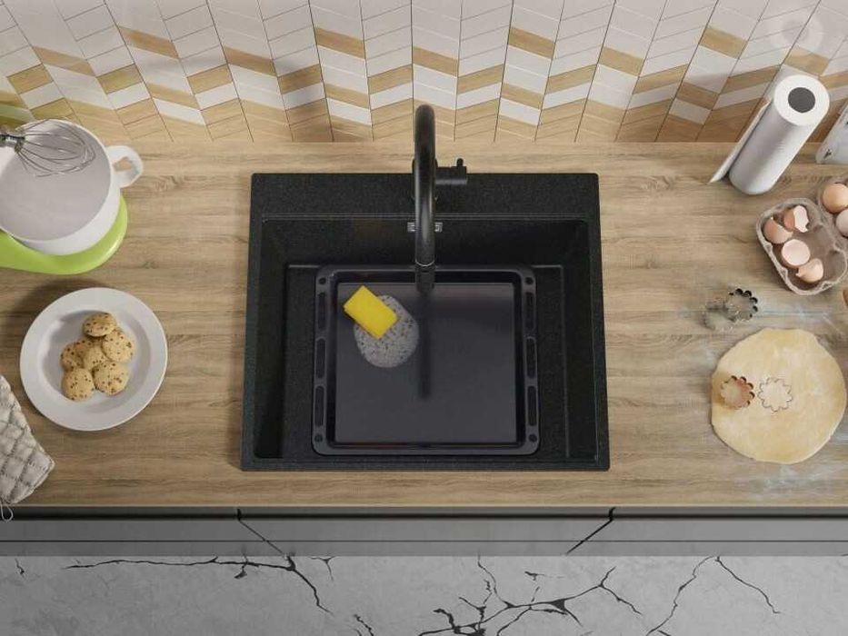 Комплект ПРОМ Мивка+Смесител+Сифон Кухненска Мивка Рига 60 XL 9700 Pro