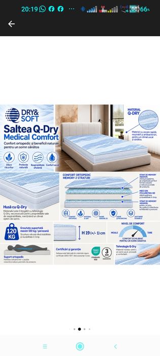 Saltea Ortopedica 160x200x19 (New) + 2 perne