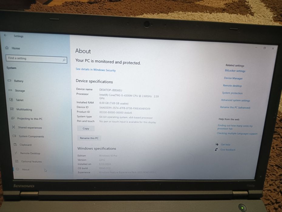 Laptop Lenovo thinkpad