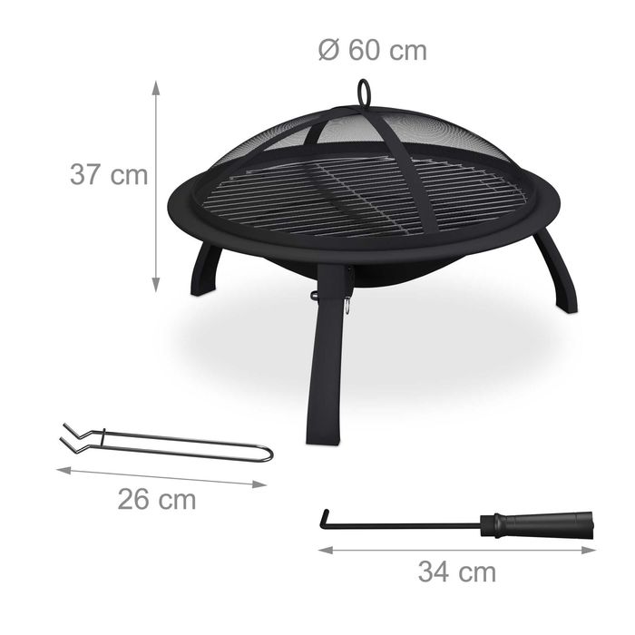 Vatra de foc si gratar 2-in-1 cu capac protectie si vatrai 37 x 60 cm