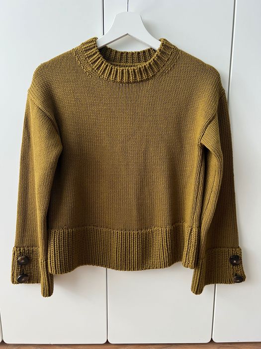 Уникален пуловер от мерино вълна olive green Sezane