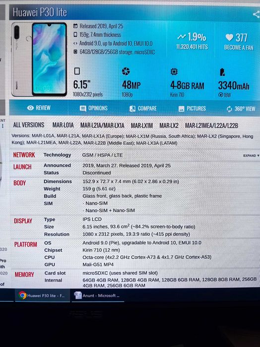 Smartphone Huawei P30 Lite