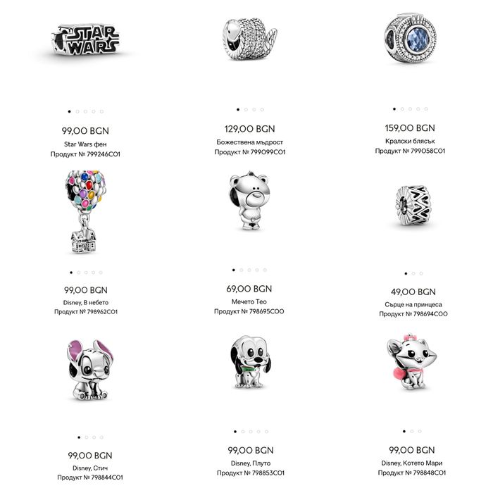 Талисмани Пандора гривни Pandora charms