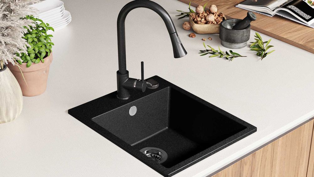 Кухненска Мивка от гранит модел РИГА XXL 430 x 500 mm - Графит