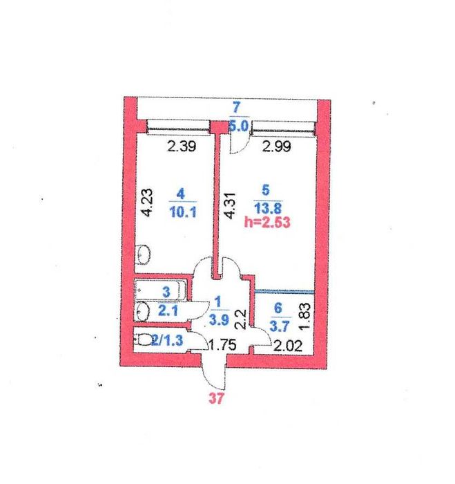 Продам 1 комн. кв. 4-3