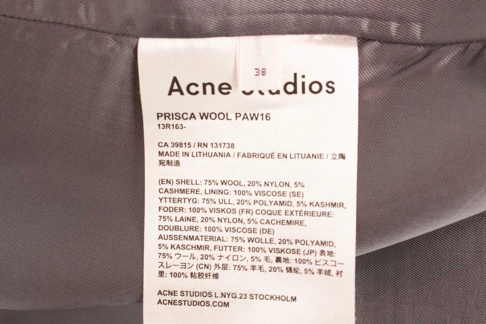 Acne Studios Prisca оригинална дамска пола вълна и кашмир сива 38 S