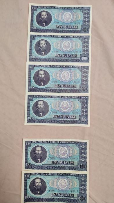 Bancnote 100 lei din 1966, în serie