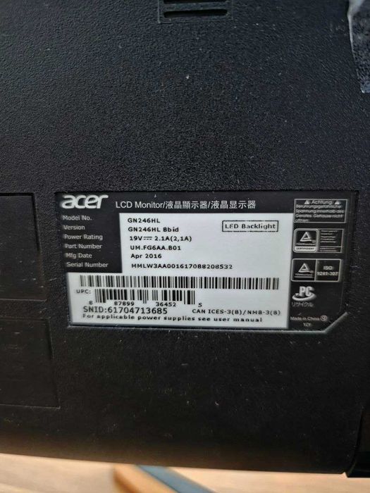 Acer GN246HL Bbid 24" Full HD Widescreen Gaming Monitor - Black 144hz