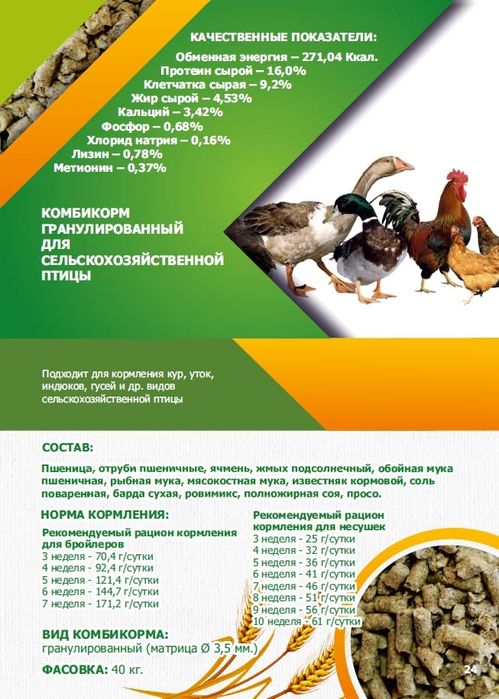Комбикорм для перепелов богданович и ускаман