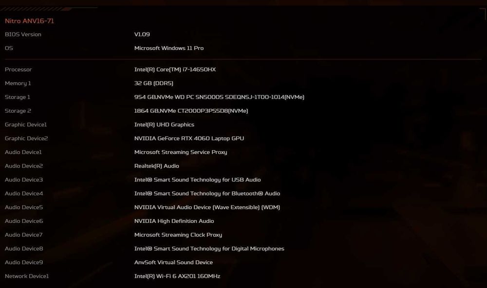 Acer Nitro V 16 | i7-14650HX | RTX 4060 | 32GB RAM | 3TB SSD