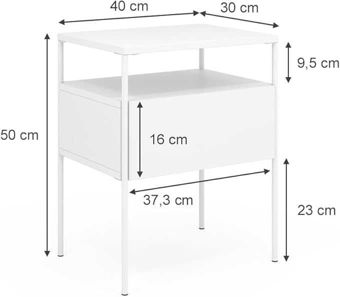 Нощно шкафче Vicco Mira, бяло, 40 х 50 см
