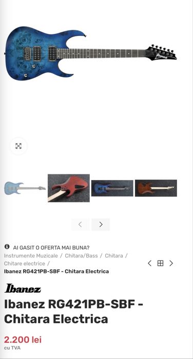 Chitara Ibanez RG421PB – stare aproape nouă