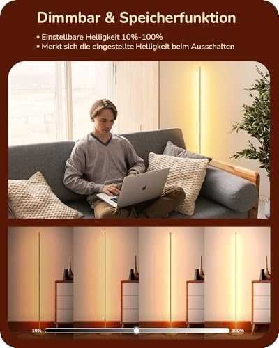 EDISHINE LED подова лампа 146 см – златна.