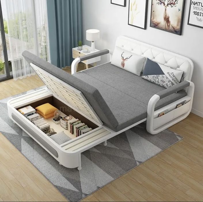 Современный серый раскладной диван-кровать