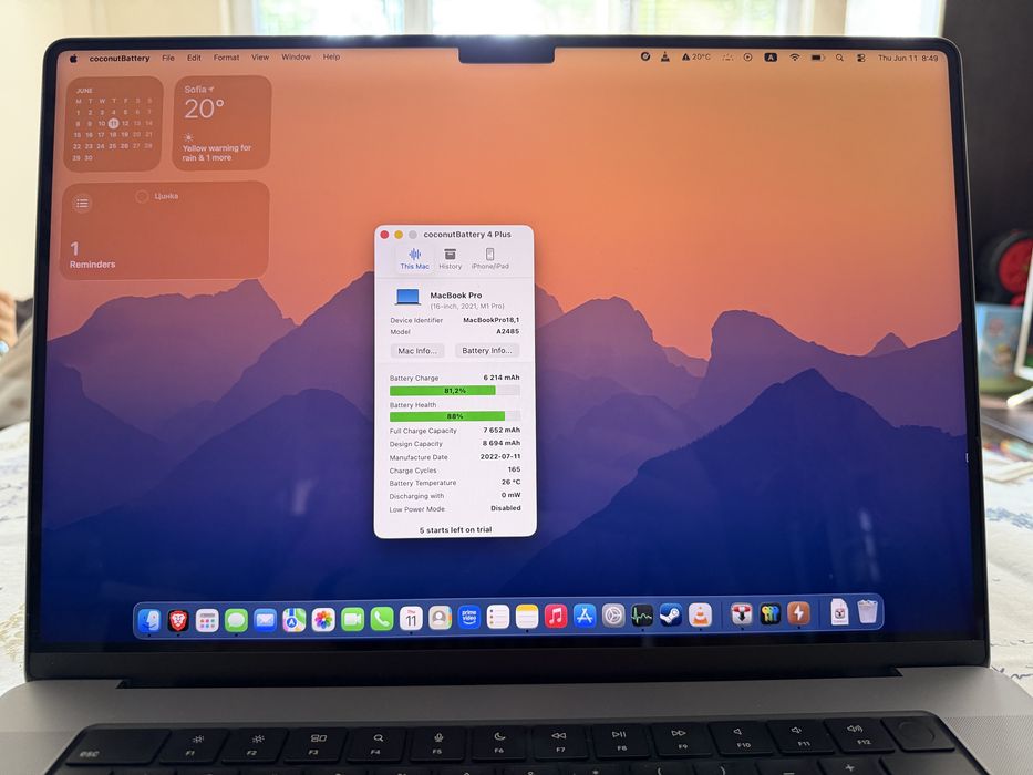 Macbook Pro M1 16” 16/512Gb
