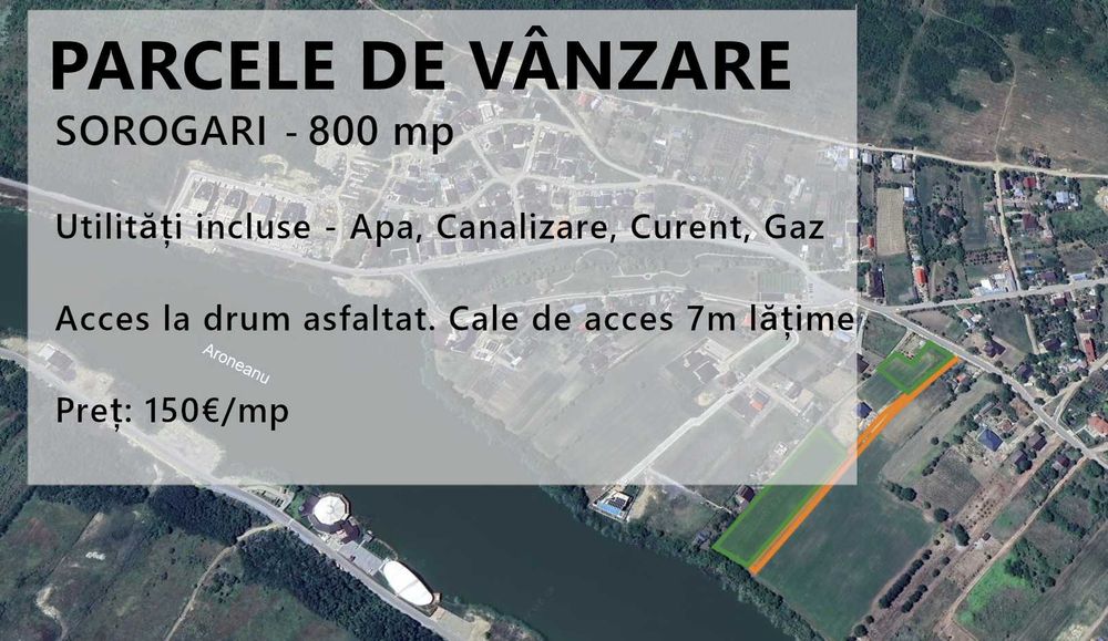 Parcele Teren Aroneanu – Vedere la Lac, Utilități Incluse (Apă, Canalizare, Curent, Gaz) 800mp