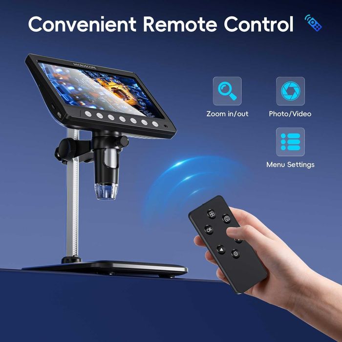 Дигитален Цифров микроскоп 50Х 1200Х Екран 7 инчов HD IPS със светлини