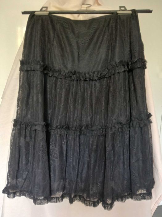 fusta Stefanel, dantela, diafana, S, neagra