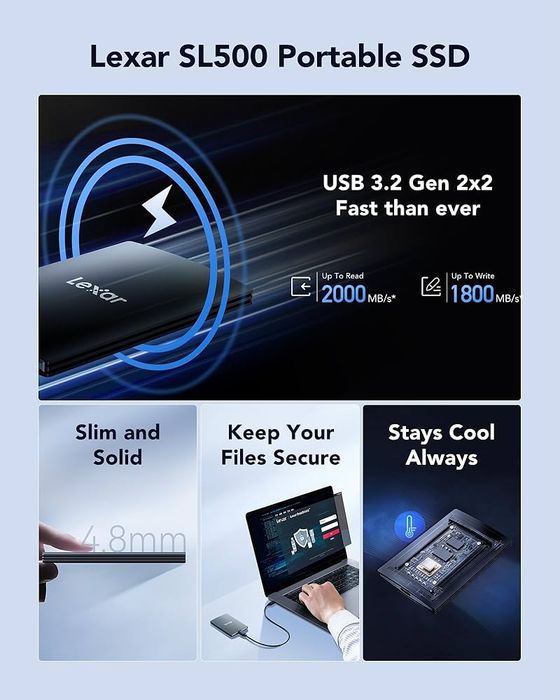 1TB 2TB LEXAR  SL500 Portable SSD Magnetic Set SL300 ham bor ORIGINAL
