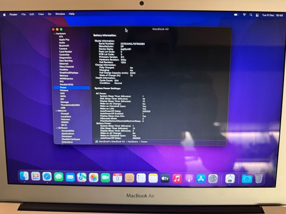 Macbook air 2015(A 1466), stare impecabilă, macOS Monterey, Cutie