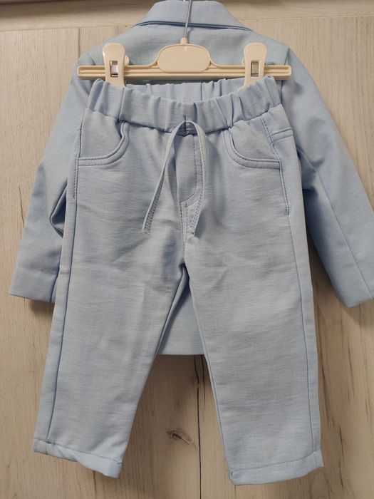 Costum botez bleu elegant+ cadou pantofi