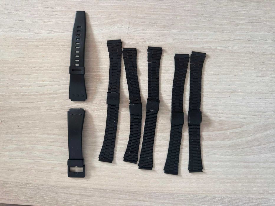 Lot 5 brățări ceas 18 mm din oțel inoxidabil, negre + curea silicon cu telescoape cadou