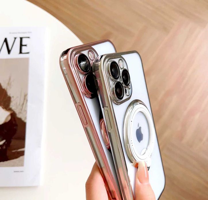 Husa silicon Luxury Magsafe cu inel metalic iPhone 15 Pro / 15 Pro Max