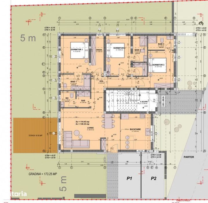 Apartament 4 camere 115mp si curte 200mp Calea Cisnadiei