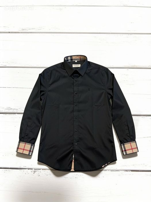 Cămăși Burberry cu mânecă lungă – Alb / Negru – Mărimea XL