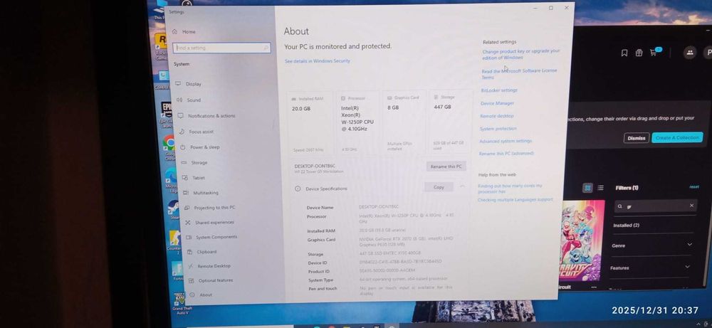 Unitate Gaming HP 10gen i5(xeon) RTX 2070/20gb/480gb ssd