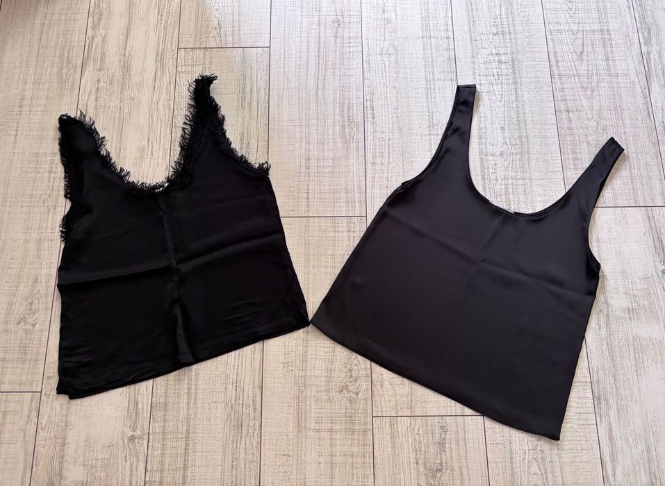 Стилен черен топ сатен ZARA