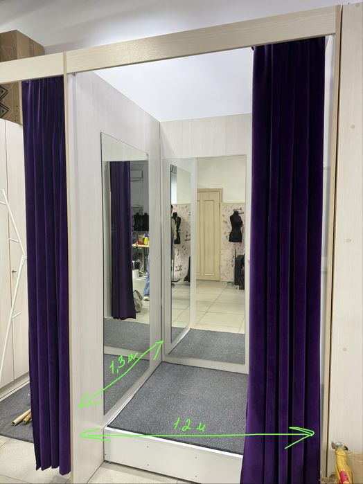 Продам примерочные 1,3*1,2м с зеркалами