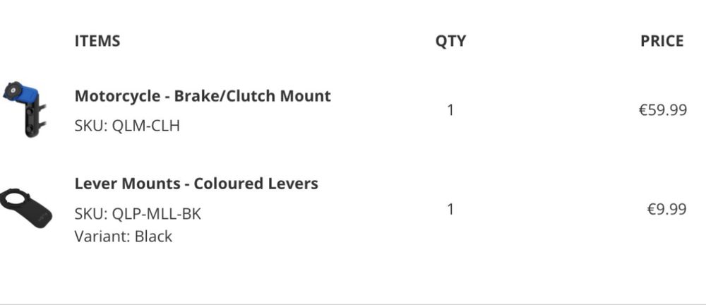 Quad Lock brake/clutch mount