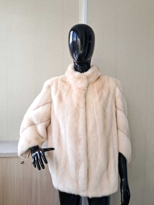 Haină blană nurcă , Naturala, culoare bej