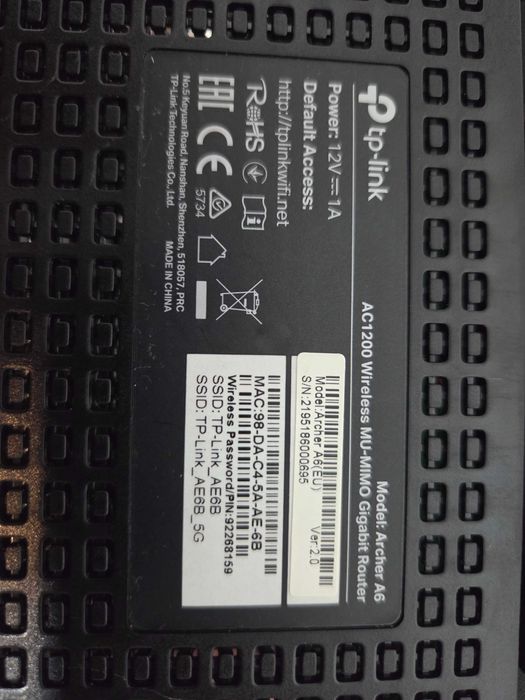 Router TP-Link Archer A6 AC1200 Dual Band Gigabit Wi-Fi cu Tehnologie OneMeshTM