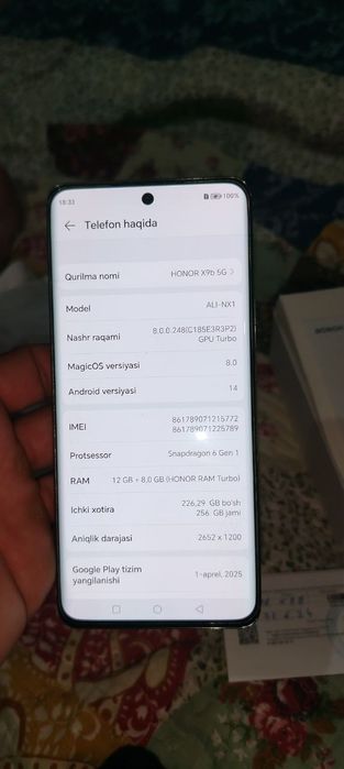 Honor x 9b 1 yil yangi tel