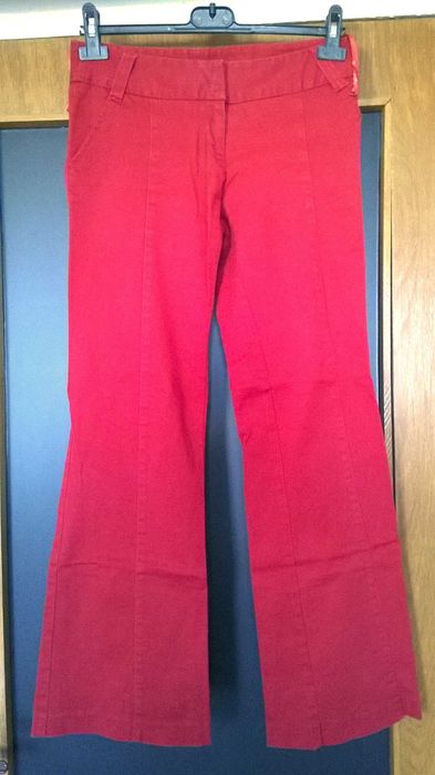 Pantaloni Retro haiosi rosii evazati talie joasa buzunare elastici